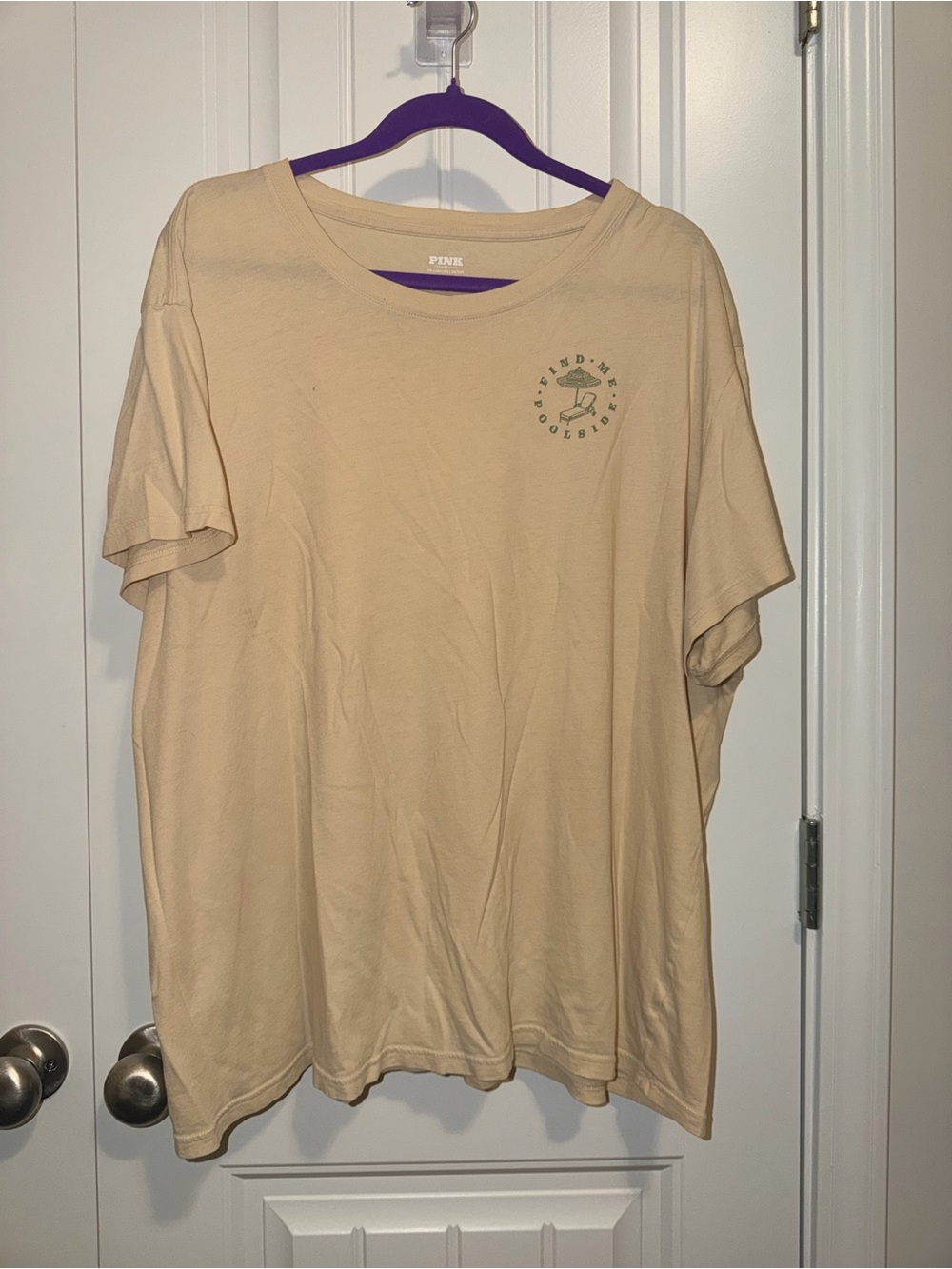 PINK Victoria's Secret Men's Light Beige Graphic Tee